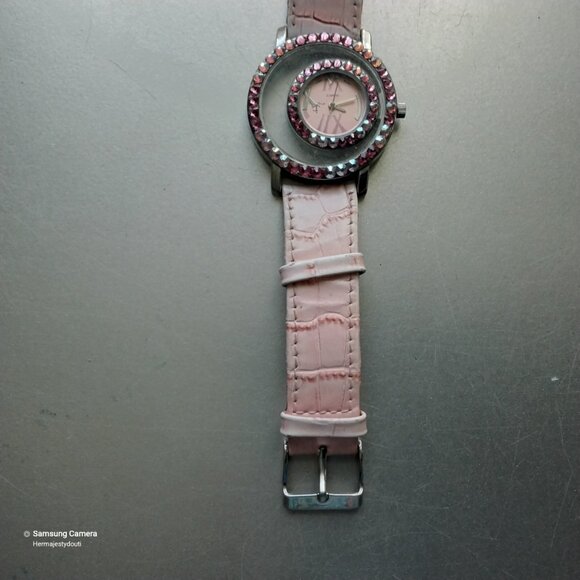 Pink & Silver Left-Handed Jimmy Crystal New York Watch Leather Band New Battery main image 4